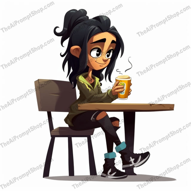 AI Midjourney Prompt for Coffee Loving Cartoon Teen