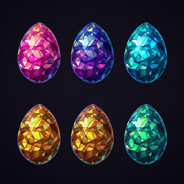 AI Midjourney Prompt for Colored Crystal Easter Eggs