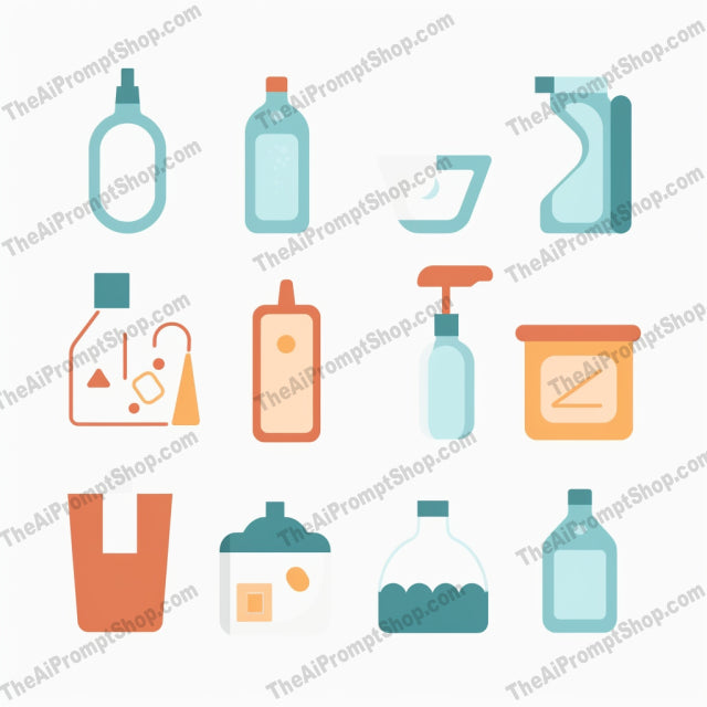 AI Midjourney Prompt for Isometrics - B225s -  Plastic Product Icons