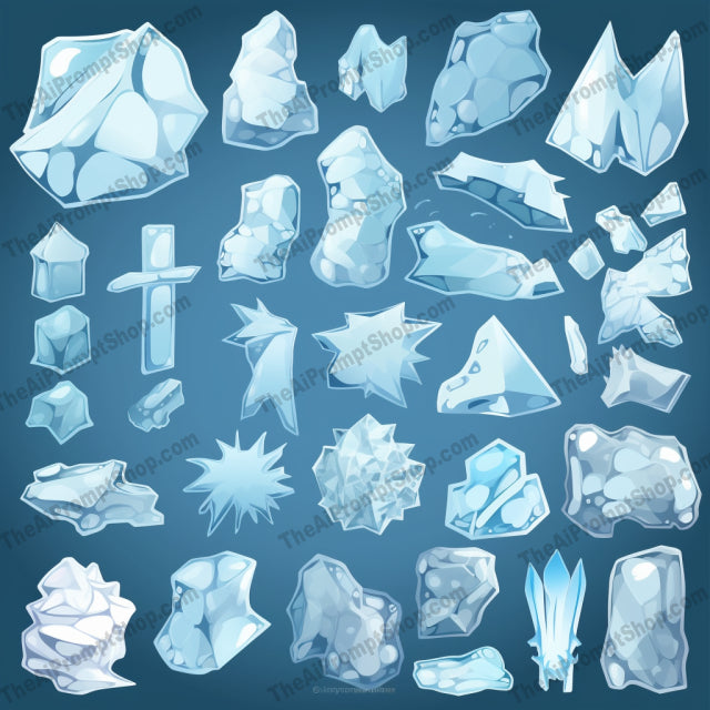 AI Midjourney Prompt for Flat Style Ice Elements