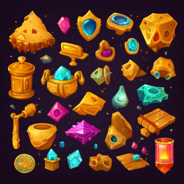 AI Midjourney Prompt for Golden Game Objects