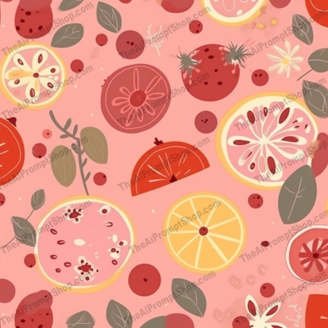 AI Midjourney Prompt for Patterns - B318s -  Citrusy Veggie Pattern