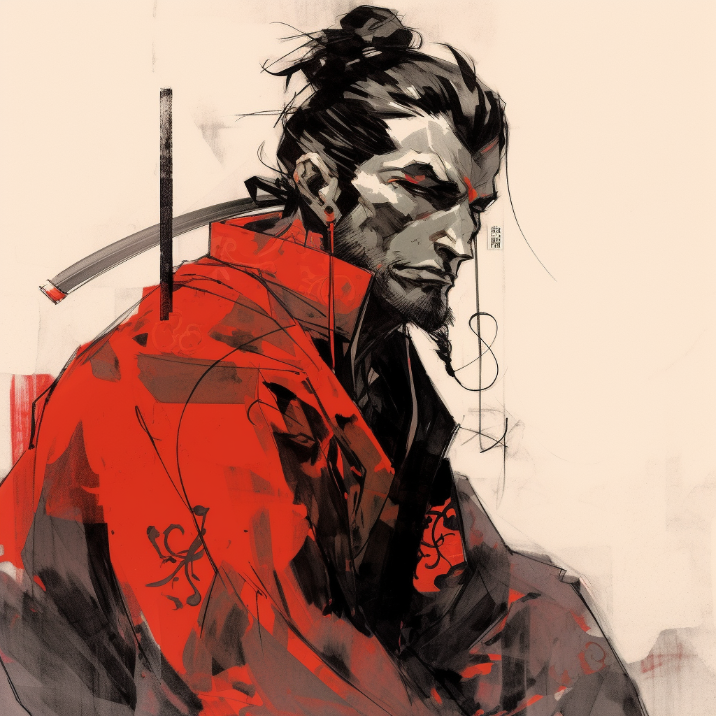 AI Midjourney Prompt for Character - Stoic Samurai Portrait