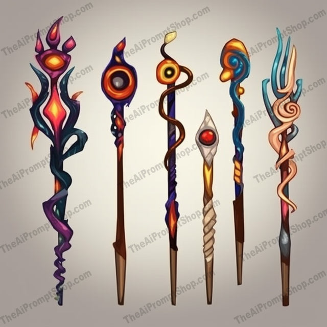 AI Midjourney Prompt for Shaman Wands Set