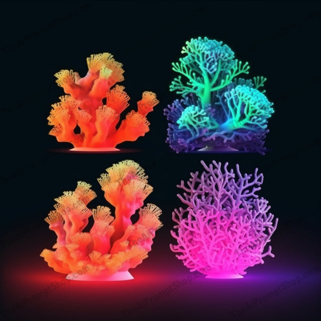 AI Midjourney Prompt for Glowing Coral Set