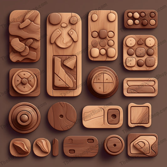 AI Midjourney Prompt for Object-Oriented Wooden Game Elements
