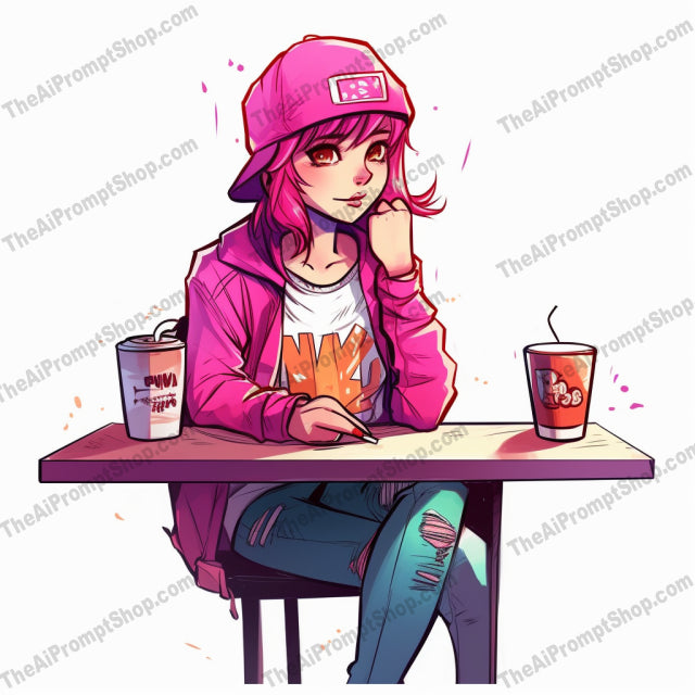 AI Midjourney Prompt for Coffee Loving Cartoon Teen