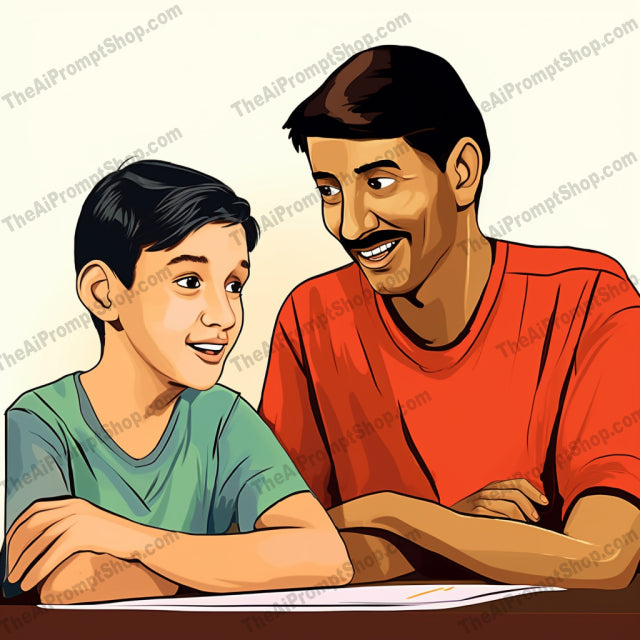 AI Midjourney Prompt for C199 - Storybook Illustrations - Indian Pop Culture Dad