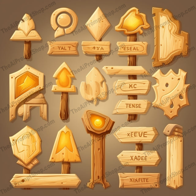 AI Midjourney Prompt for Wooden Sign Set