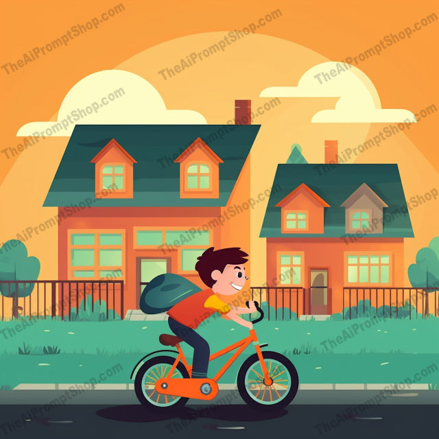 AI Midjourney Prompt for C245 - Storybook Illustrations - Bike with House