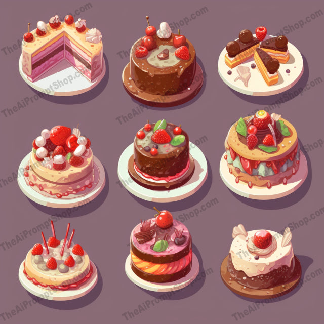 AI Midjourney Prompt for Food - B262s -  Timeless Cakes