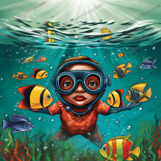 AI Midjourney Prompt for C193 - Storybook Illustrations - Scuba Watercolor Illustration