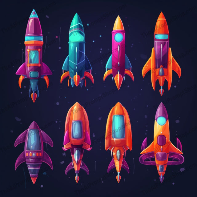 AI Midjourney Prompt for Colorful Cartoon Rockets