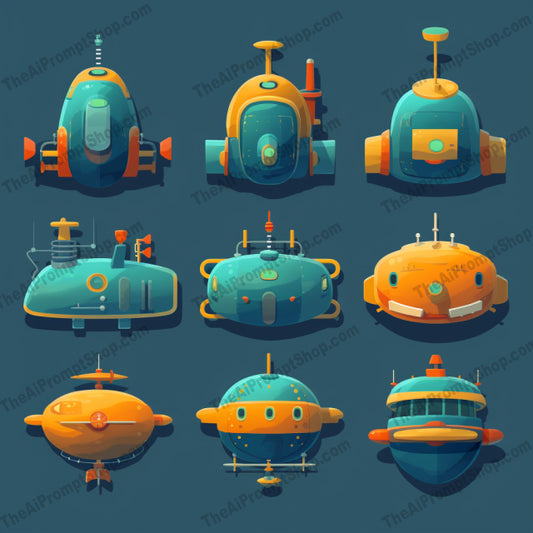 AI Midjourney Prompt for Cartoon Submarine Collection