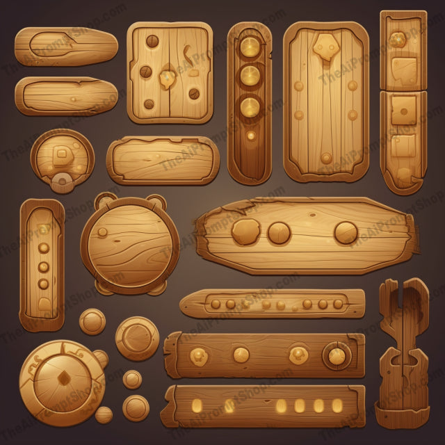 AI Midjourney Prompt for Animated Wooden Game Buttons