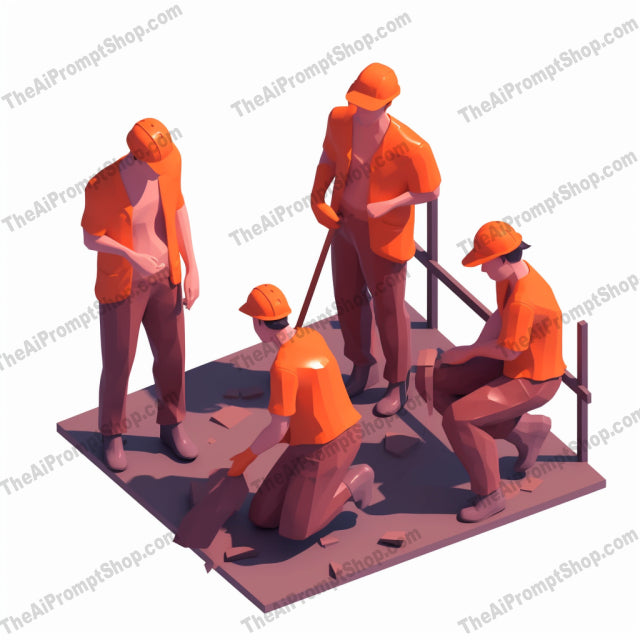 AI Midjourney Prompt for Isometrics - B44s -  Isometric Builders in Suits