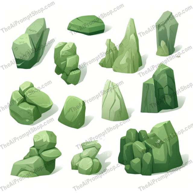 AI Midjourney Prompt for Modular Green Rocks and Lawns