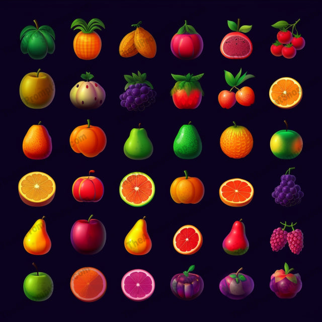 AI Midjourney Prompt for Fruit Collection Icons