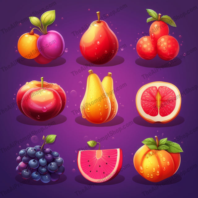 AI Midjourney Prompt for Realistic Fruit Icons