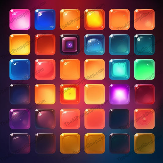 AI Midjourney Prompt for Colorful Square Icons