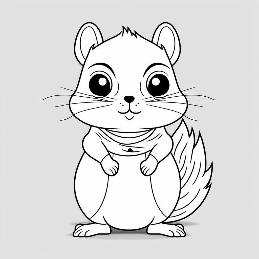 AI Midjourney Prompt for Coloring Page - Cartoon Animal Coloring Sheet