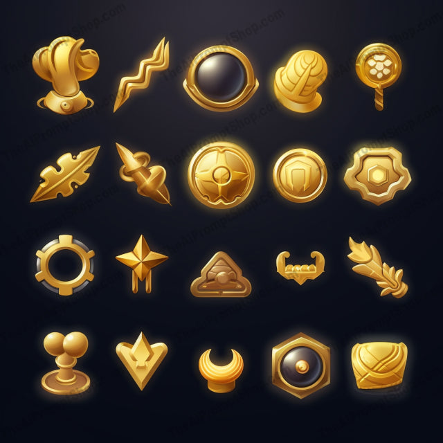 AI Midjourney Prompt for Dreamlike Golden Icons