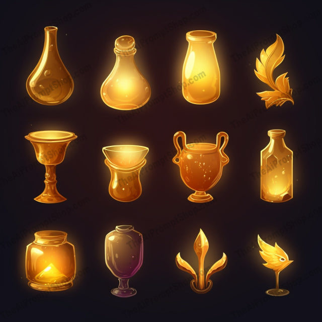 AI Midjourney Prompt for Pixie Gold Icons