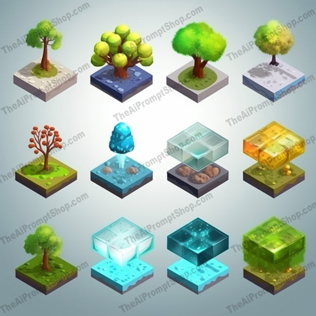 AI Midjourney Prompt for Gemstone Landscape Icons