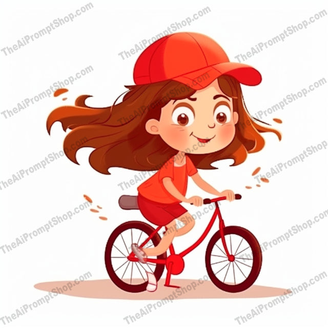 AI Midjourney Prompt for C223 - Storybook Illustrations - Witty Red Bicycle Ride