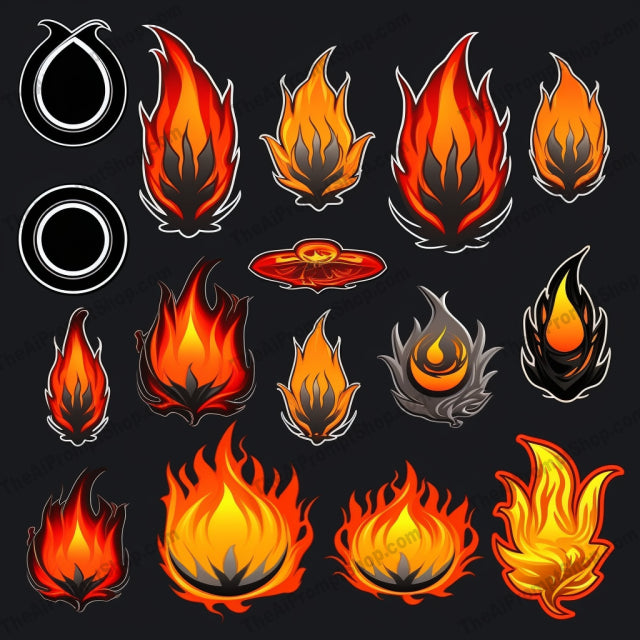 AI Midjourney Prompt for Game Assets - B36s -  Realistic Fire Illustrations