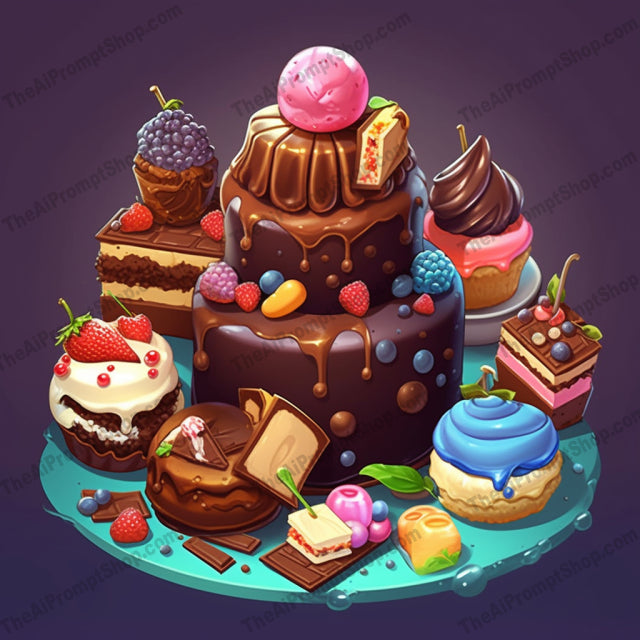 AI Midjourney Prompt for Chocolate Desserts in 2D Game Style