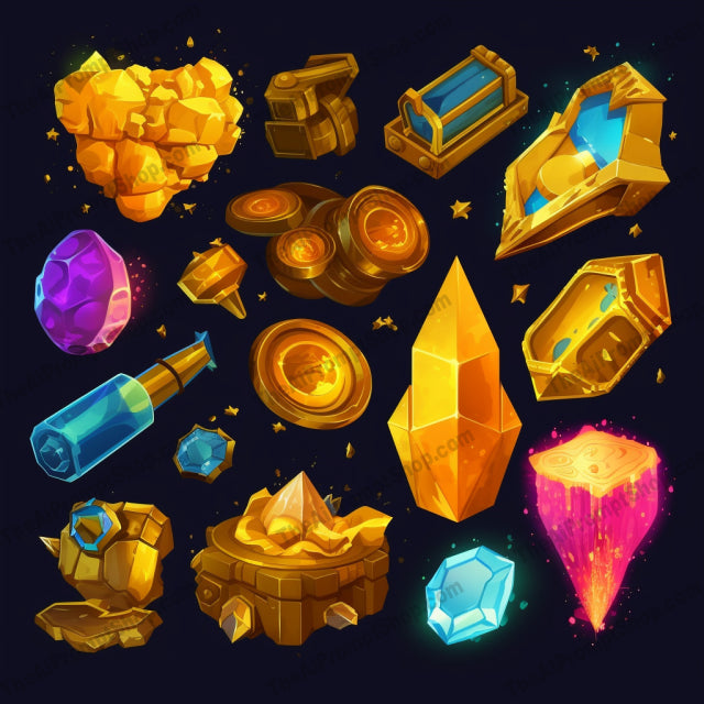 AI Midjourney Prompt for Golden Game Objects