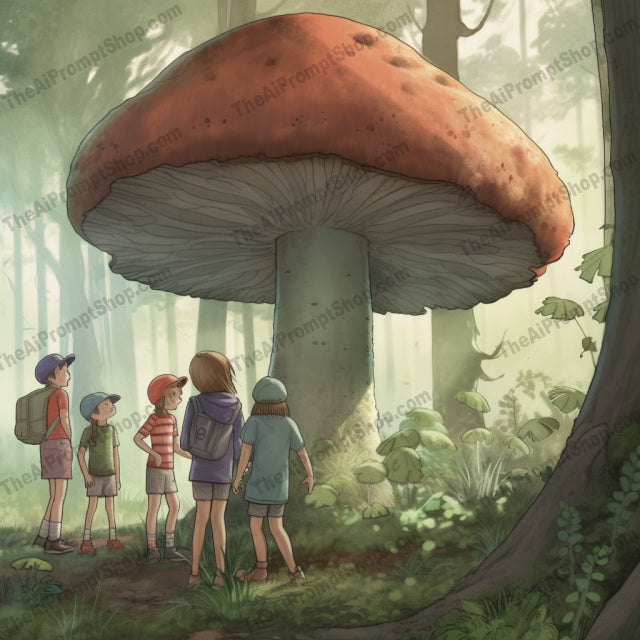 AI Midjourney Prompt for C217 - Storybook Illustrations - Mushroom Clearing Fun