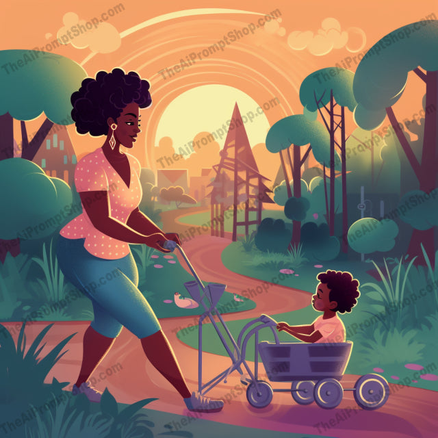 AI Midjourney Prompt for C213 - Storybook Illustrations - Mother-Son Playtime