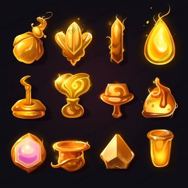 AI Midjourney Prompt for Pixie Gold Icons