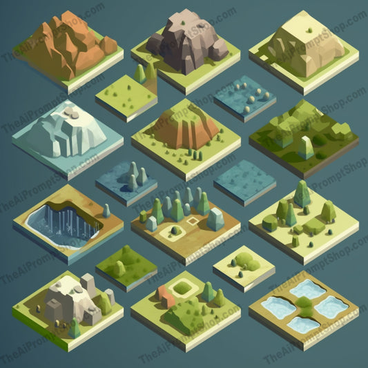 AI Midjourney Prompt for Ground Level Icon Set