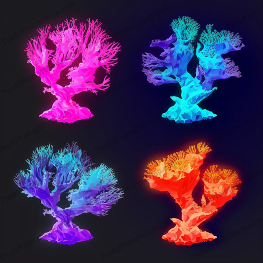 AI Midjourney Prompt for Glowing Coral Set