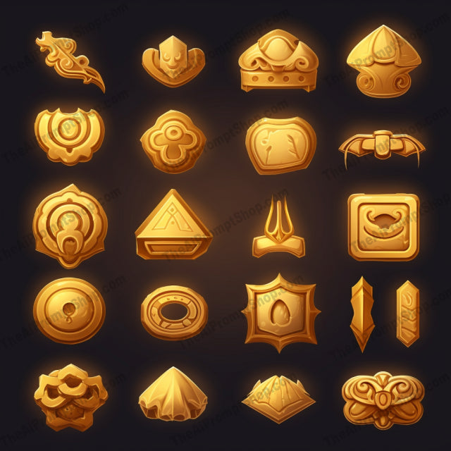 AI Midjourney Prompt for Dreamlike Golden Icons