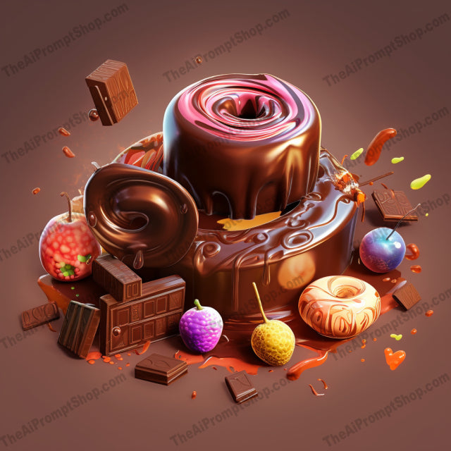 AI Midjourney Prompt for Chocolate Desserts in 2D Game Style