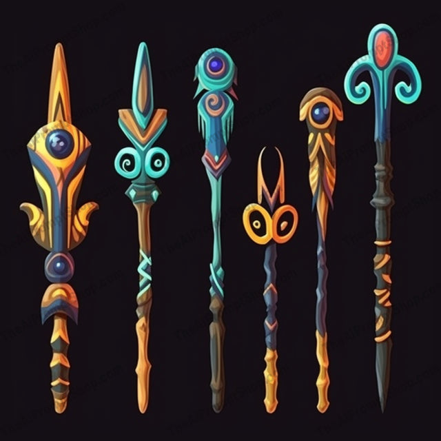 AI Midjourney Prompt for Shaman Wands Set