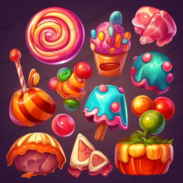 AI Midjourney Prompt for Candy Icons Set