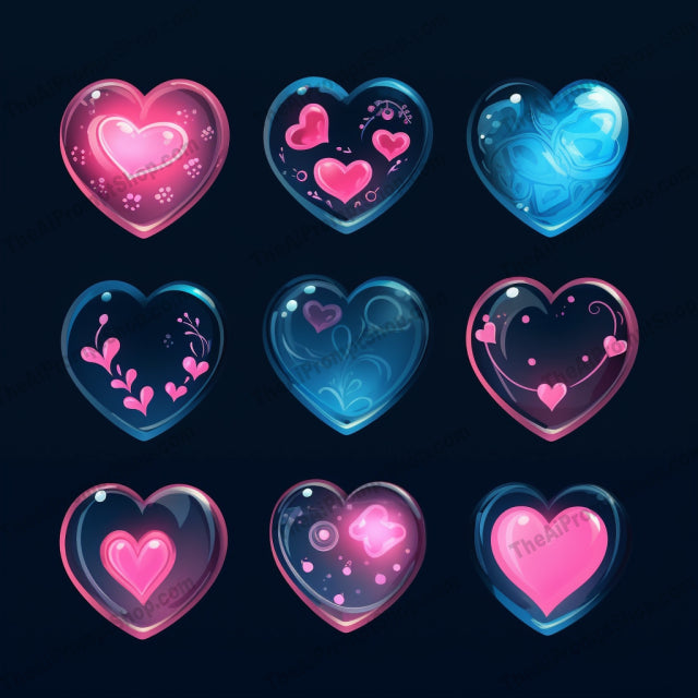 AI Midjourney Prompt for Animated Glass Heart Stickers