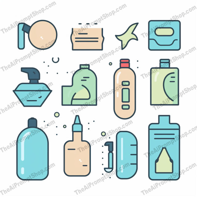 AI Midjourney Prompt for Isometrics - B225s -  Plastic Product Icons