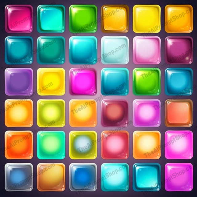 AI Midjourney Prompt for Colorful Square Icons