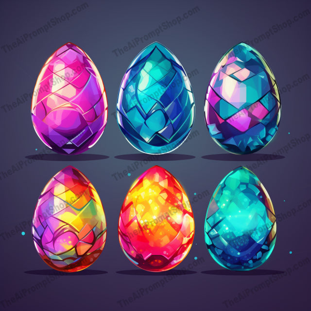 AI Midjourney Prompt for Colored Crystal Easter Eggs