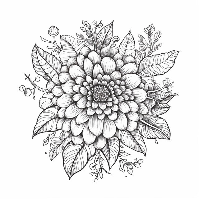 AI Midjourney Prompt for Decorative Flower Doodle Coloring