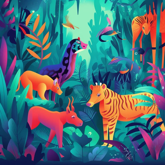 AI Midjourney Prompt for Playful Jungle Animal Scene