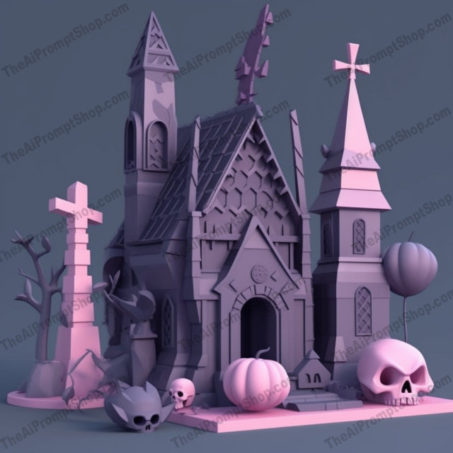 AI Midjourney Prompt for Low Poly Halloween Objects