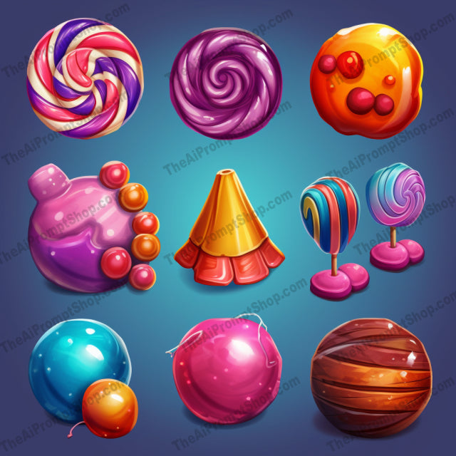 AI Midjourney Prompt for Colorful Candy Icons