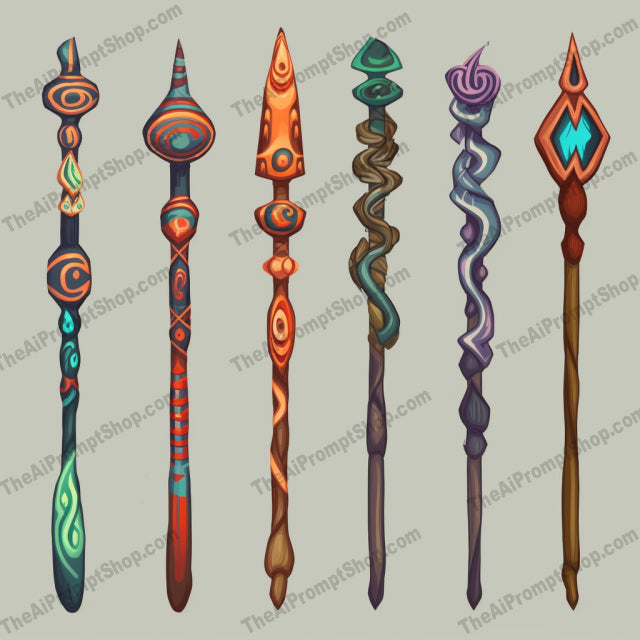 AI Midjourney Prompt for Shaman Wands Set